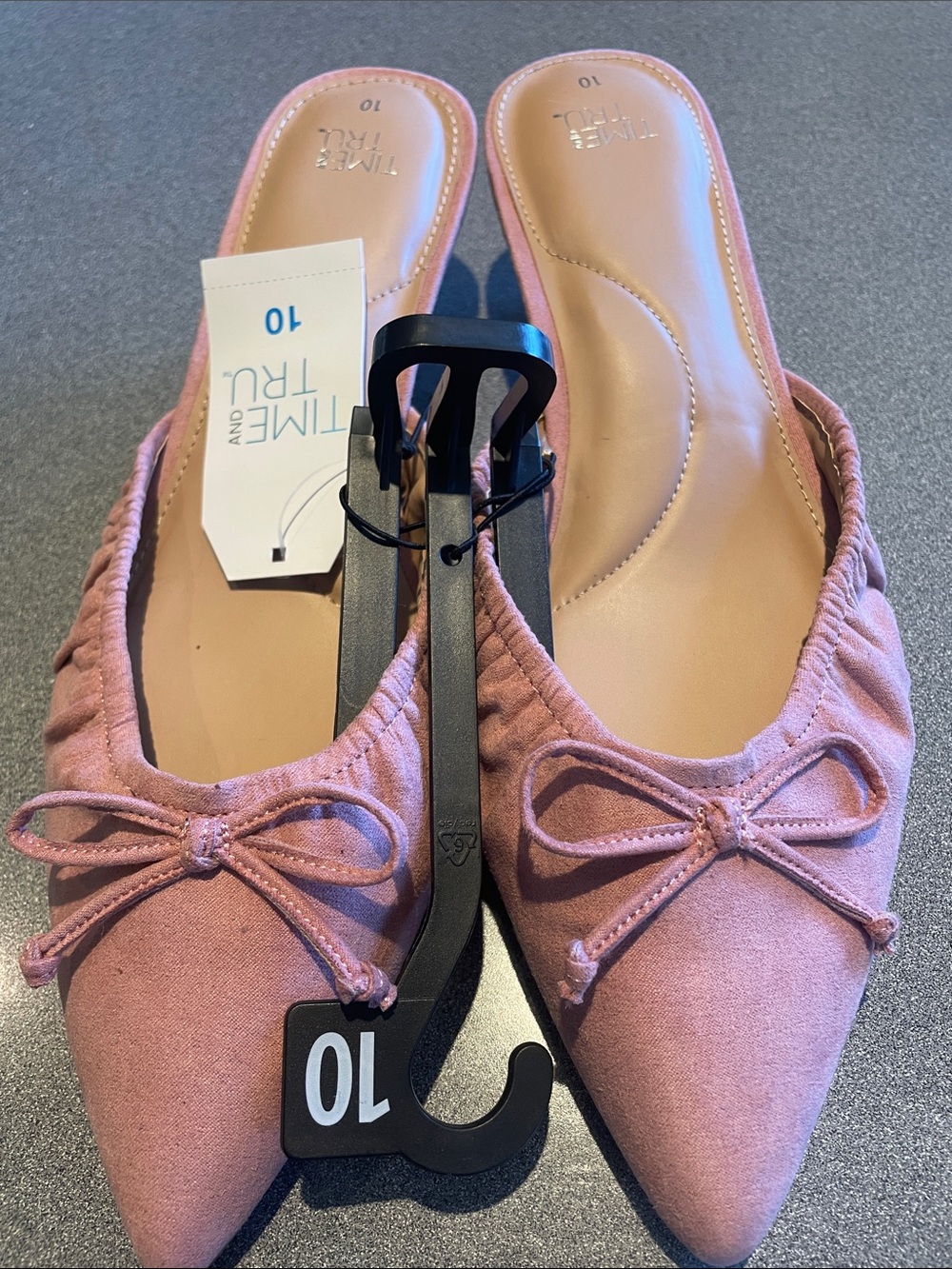 Time and Tru Dusty Pink suede bow kitten heels NWT Sz. 10
